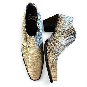 TONY‎ LAMA Python Cowgirl BootIES Size 9.5 Snakeskin Embossed Ankle Bootie